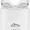 Media-Tech MT3589 Earbud Bluetooth Handsfree Ακουστικά με Αντοχή στον Ιδρώτα και Θήκη Φόρτισης Λευκά