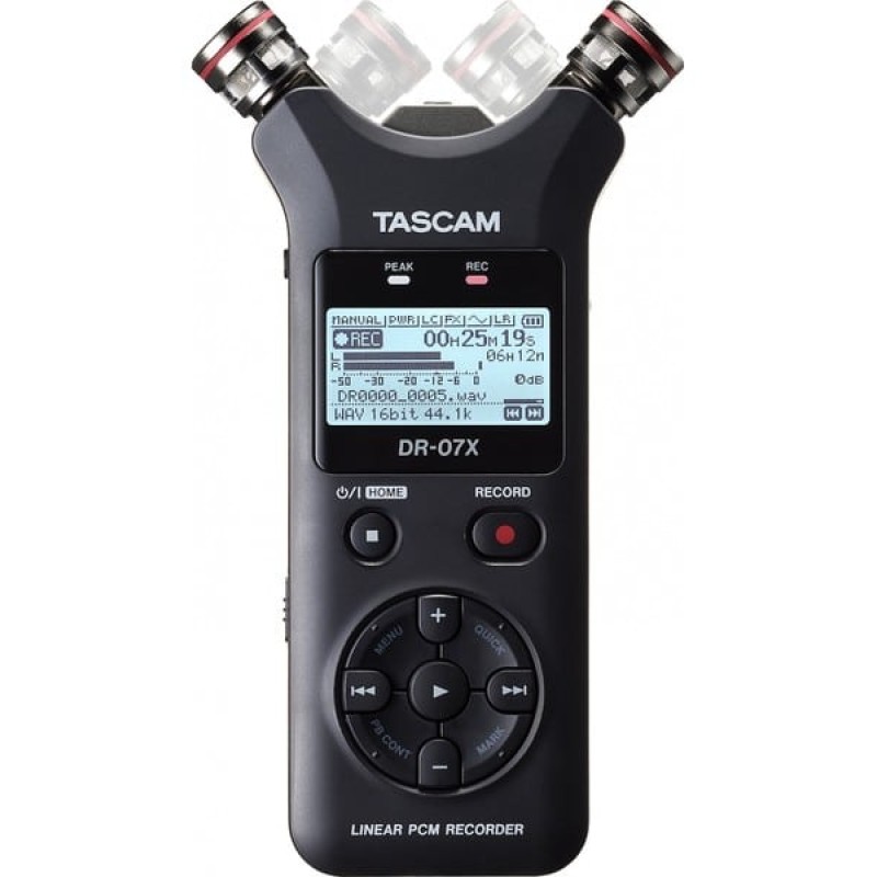 Tascam DR-07X Stereo Ψηφιακός Φορητός Εγγραφέας Μπαταρίας για Εγγραφή σε Κάρτα Μνήμης με Διάρκεια Εγγραφής 17 Ώρες και Τροφοδοσία USB