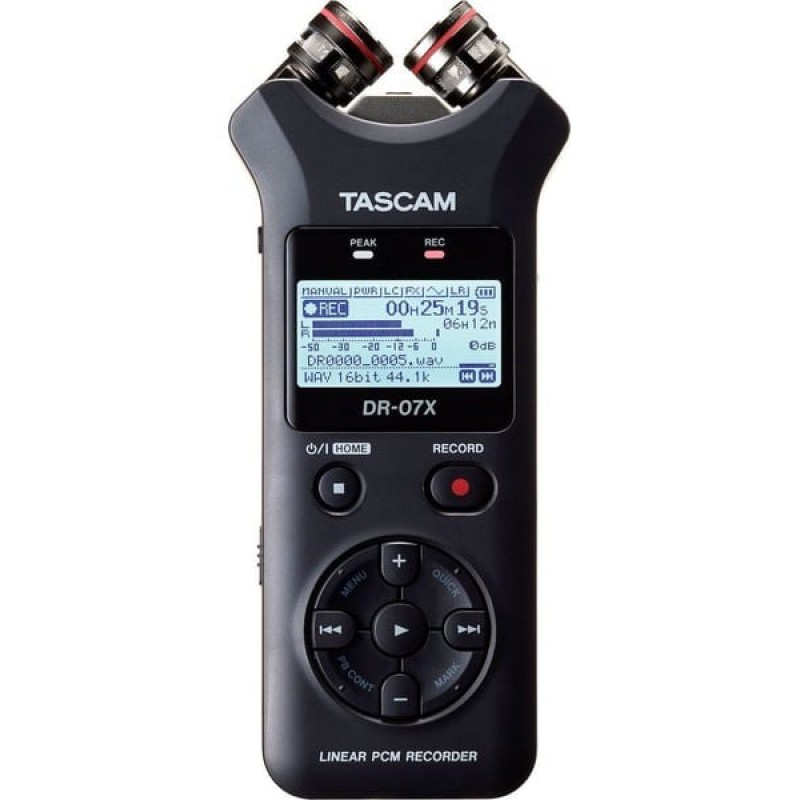 Tascam DR-07X Stereo Ψηφιακός Φορητός Εγγραφέας Μπαταρίας για Εγγραφή σε Κάρτα Μνήμης με Διάρκεια Εγγραφής 17 Ώρες και Τροφοδοσία USB