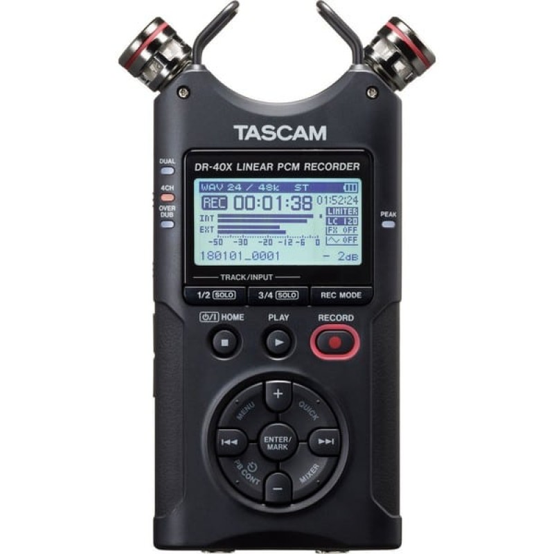 Tascam DR-40X Πολυκάναλος Ψηφιακός Φορητός Εγγραφέας Μπαταρίας/Ρεύματος για Εγγραφή σε Κάρτα Μνήμης με Διάρκεια Εγγραφής 18 Ώρες, Phantom Power και Τροφοδοσία USB