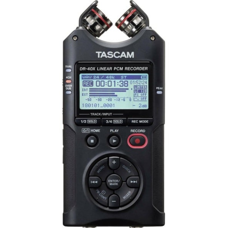 Tascam DR-40X Πολυκάναλος Ψηφιακός Φορητός Εγγραφέας Μπαταρίας/Ρεύματος για Εγγραφή σε Κάρτα Μνήμης με Διάρκεια Εγγραφής 18 Ώρες, Phantom Power και Τροφοδοσία USB