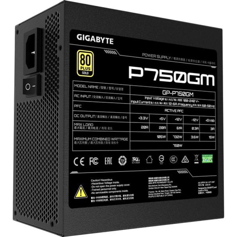 Gigabyte GP-P750GM 750W Τροφοδοτικό Υπολογιστή Full Modular 80 Plus Gold