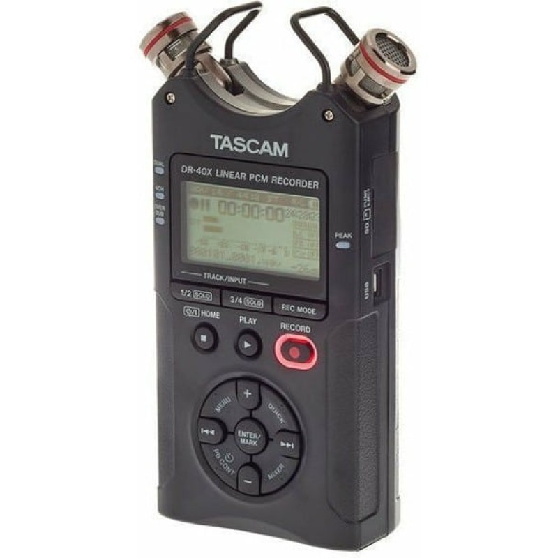 Tascam DR-40X Πολυκάναλος Ψηφιακός Φορητός Εγγραφέας Μπαταρίας/Ρεύματος για Εγγραφή σε Κάρτα Μνήμης με Διάρκεια Εγγραφής 18 Ώρες, Phantom Power και Τροφοδοσία USB