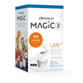 Devolo Magic 2 Lan Triple Powerline για Ενσύρματη Σύνδεση με Passthrough Πρίζα και 3 Θύρες Gigabit Ethernet (8502)
