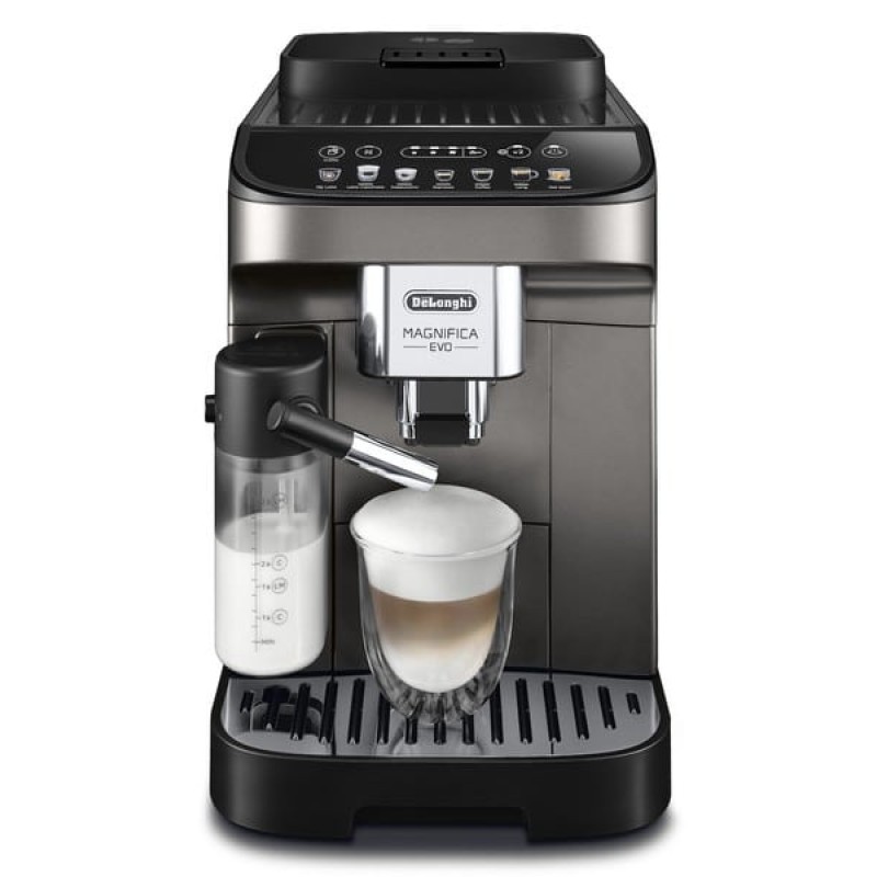 Delonghi Magnifica Evo Πλήρως Αυτόματη Μηχανή Espresso 1450W Πίεσης 15bar για Cappuccino με Μύλο Άλεσης Ασημί (ECAM 290.81.TB)