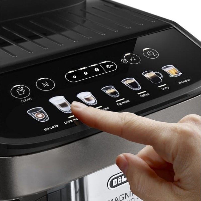 Delonghi Magnifica Evo Πλήρως Αυτόματη Μηχανή Espresso 1450W Πίεσης 15bar για Cappuccino με Μύλο Άλεσης Ασημί (ECAM 290.81.TB)