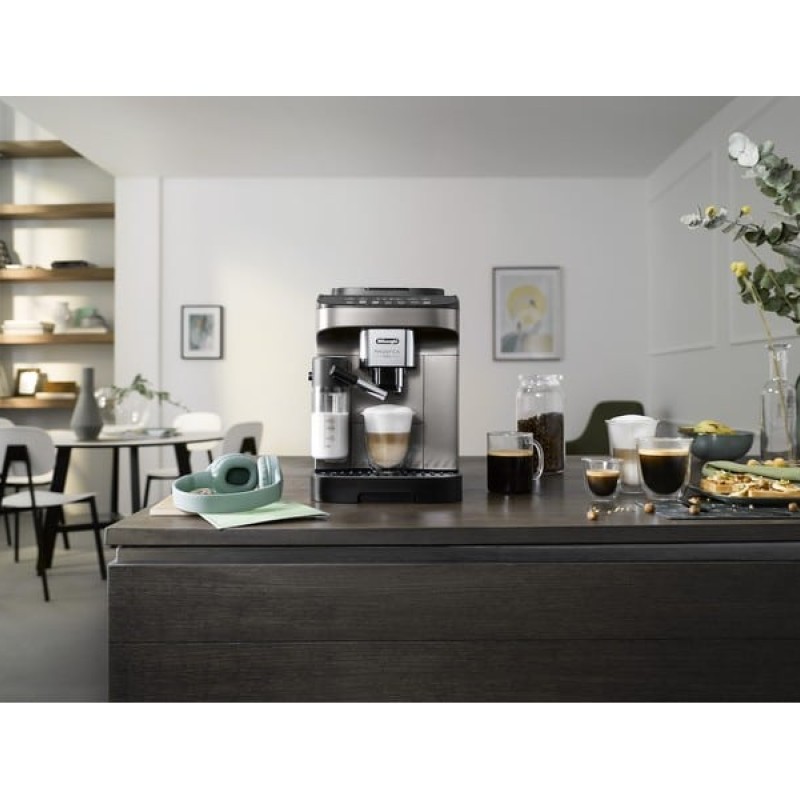 Delonghi Magnifica Evo Πλήρως Αυτόματη Μηχανή Espresso 1450W Πίεσης 15bar για Cappuccino με Μύλο Άλεσης Ασημί (ECAM 290.81.TB)