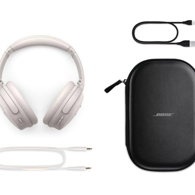 Bose QuietComfort Ασύρματα/Ενσύρματα Over Ear Ακουστικά με 24 ώρες Λειτουργίας White Smoke (884367-0200)