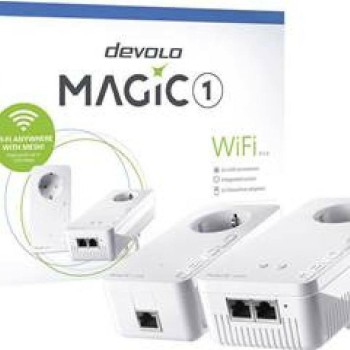 Devolo Magic 1 WiFi 2-1 Powerline Διπλού Kit για Ασύρματη Σύνδεση Wi‑Fi 5 με Passthrough Πρίζα και 2 Θύρες Ethernet (8359)