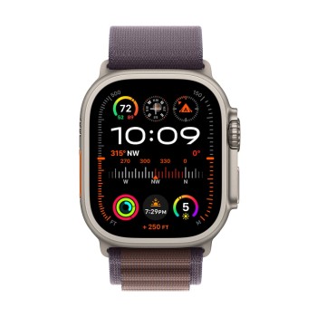 Apple Watch Ultra 2 Alpine Loop (Medium) Titanium 49mm Αδιάβροχο με eSIM και Παλμογράφο (Indigo Alpine Loop - Medium)