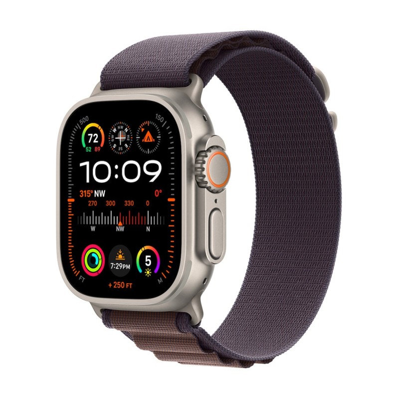 Apple Watch Ultra 2 Alpine Loop (Medium) Titanium 49mm Αδιάβροχο με eSIM και Παλμογράφο (Indigo Alpine Loop - Medium)