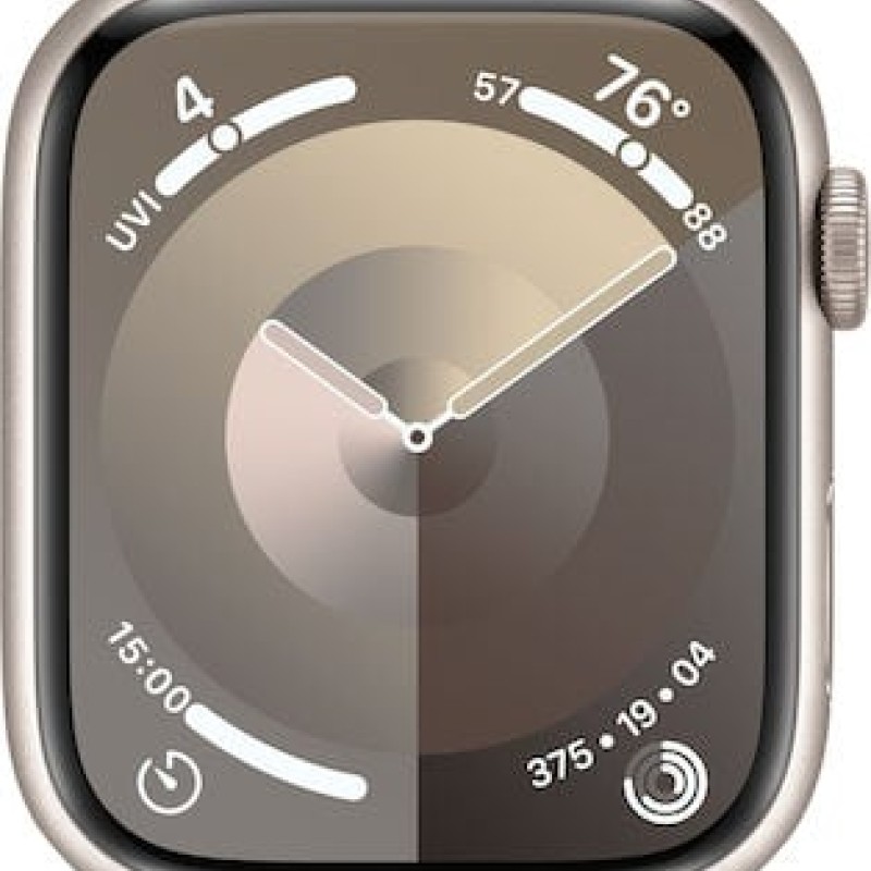 Apple Watch Series 9 Aluminium 45mm Αδιάβροχο με Παλμογράφο (Starlight με Starlight Sport Loop)
