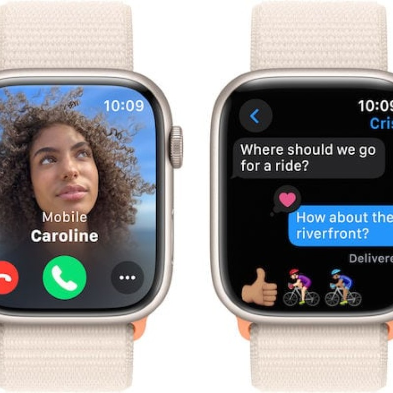 Apple Watch Series 9 Aluminium 45mm Αδιάβροχο με Παλμογράφο (Starlight με Starlight Sport Loop)