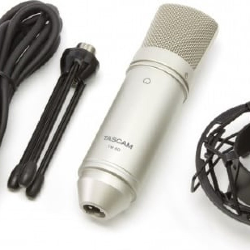 Tascam Πυκνωτικό Μικρόφωνο XLR TM-80 Τοποθέτηση Shock Mounted/Clip On Φωνής σε Χρυσό Χρώμα
