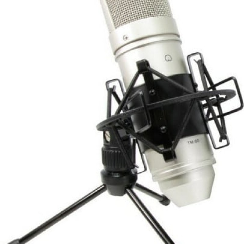 Tascam Πυκνωτικό Μικρόφωνο XLR TM-80 Τοποθέτηση Shock Mounted/Clip On Φωνής σε Χρυσό Χρώμα