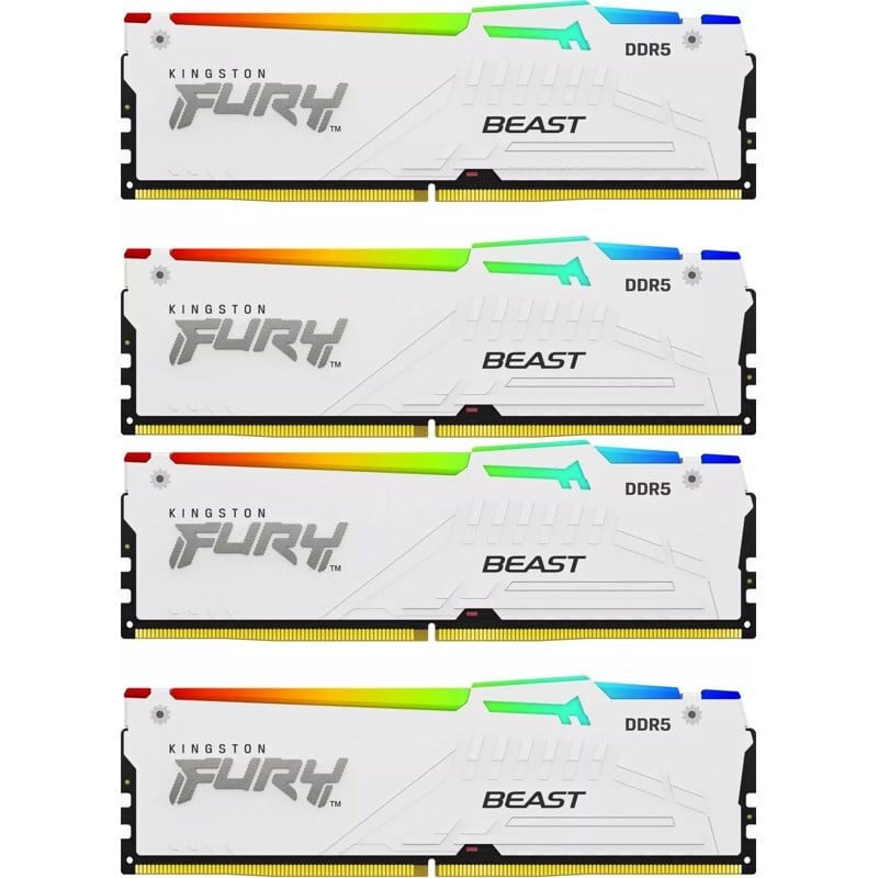 Kingston Fury Beast RGB 64GB DDR5 RAM με 4 Modules (4x16GB) και Ταχύτητα 6000 για Desktop (KF560C40BWAK4-64) (KF560C40BWAK4-64)