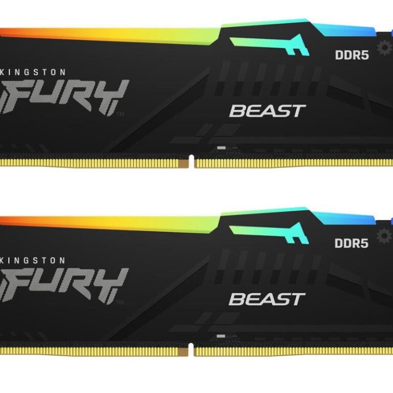 Kingston Fury Beast RGB 16GB DDR5 RAM με 2 Modules (2x8GB) και Ταχύτητα 6000 για Desktop (KF560C30BBAK2-16) (KF560C30BBAK2-16)