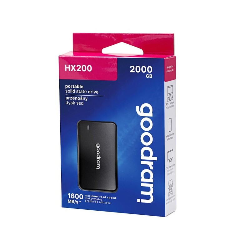 GoodRAM HX200 USB 3.2 / USB-C Εξωτερικός SSD 2TB 2.5" Μαύρο (SSDPR-HX200-2K0)