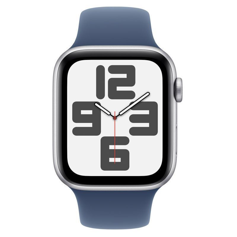 Apple Watch SE 2024 Aluminium 44mm Αδιάβροχο με Παλμογράφο (Silver με Denim Sport Band (M/L)) (MXER3QF/A)