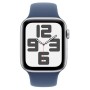 Apple Watch SE 2024 Aluminium 44mm Αδιάβροχο με Παλμογράφο (Silver με Denim Sport Band (M/L)) (MXER3QF/A)