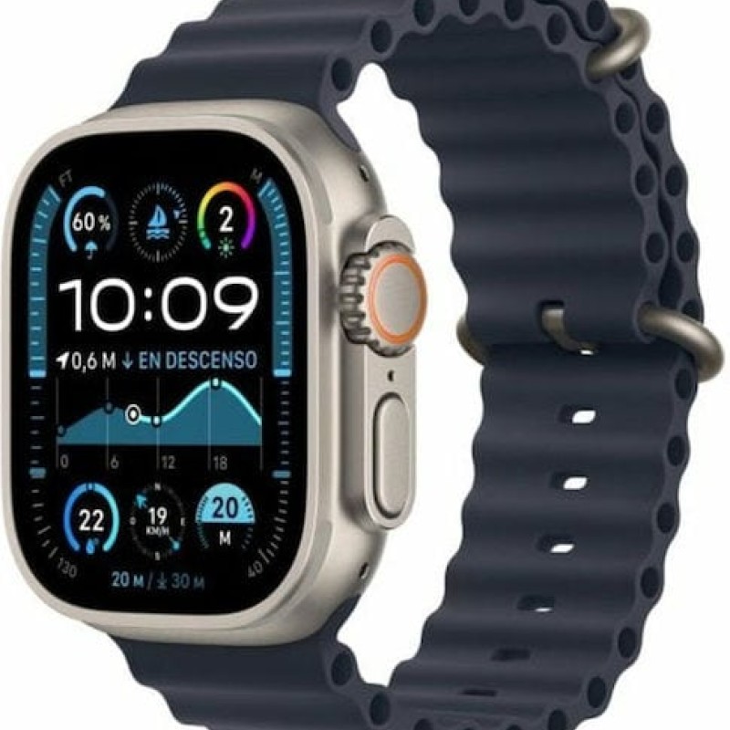 Apple Watch Ultra 2 2024 Titanium 49mm Αδιάβροχο με eSIM και Παλμογράφο (Natural με Navy Ocean Band) (null)