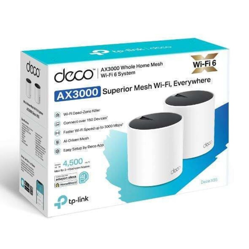 TP-LINK Deco X55 v1 WiFi Mesh Network Access Point Wi‑Fi 6 Dual Band (2.4 & 5GHz) σε Διπλό Kit (Deco X55(2-pack))