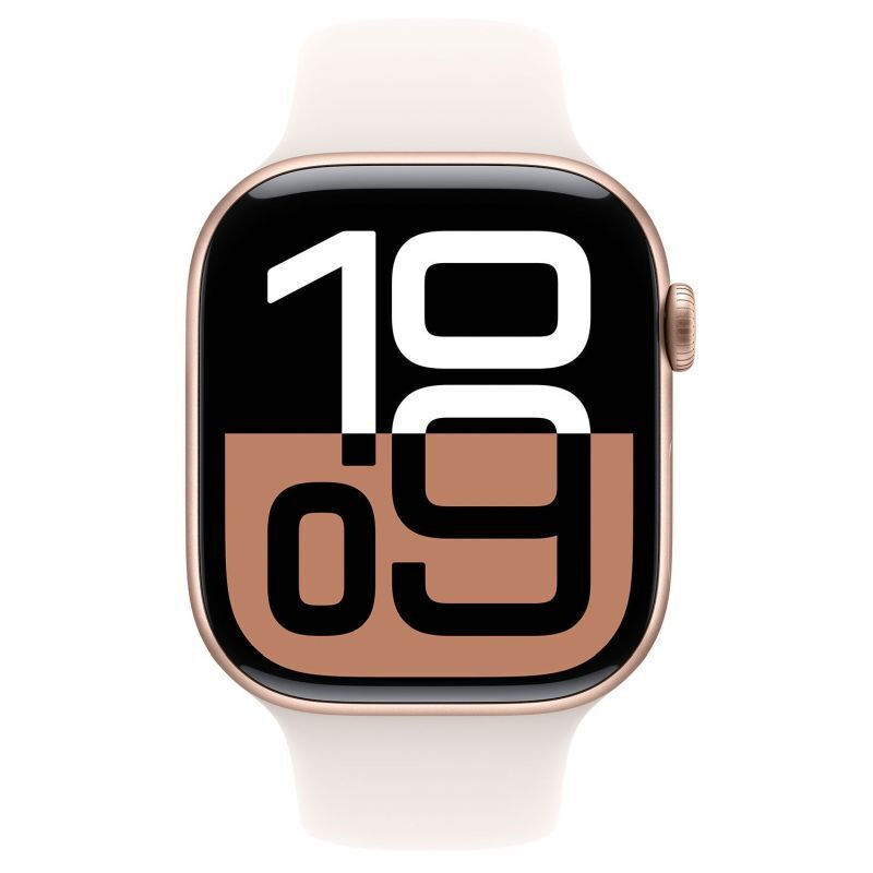 Apple Watch Series 10 Aluminium 46mm Αδιάβροχο με Παλμογράφο (Rose Gold με Light Blush Sport Band (S/M)) (MWWT3QF/A)
