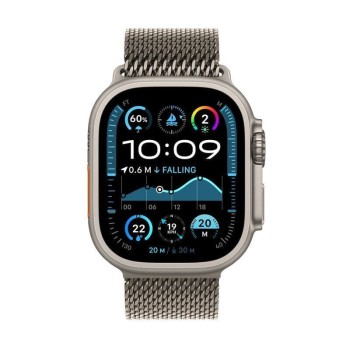 Apple Watch Ultra 2 2024 Titanium 49mm Αδιάβροχο με eSIM και Παλμογράφο (Natural με Natural Titanium Milanese Loop - Small) (MX4M3FD/A)