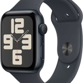 Apple Watch SE 2024 Aluminium 44mm Αδιάβροχο με Παλμογράφο (Midnight με Midnight Sport Band (S/M)) (null)