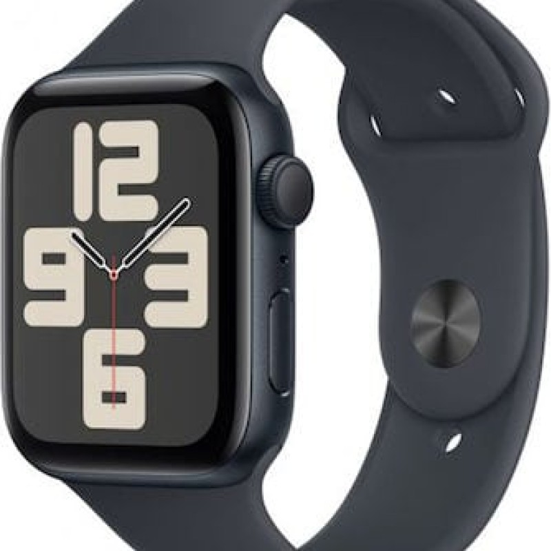 Apple Watch SE 2024 Aluminium 44mm Αδιάβροχο με Παλμογράφο (Midnight με Midnight Sport Band (S/M)) (null)