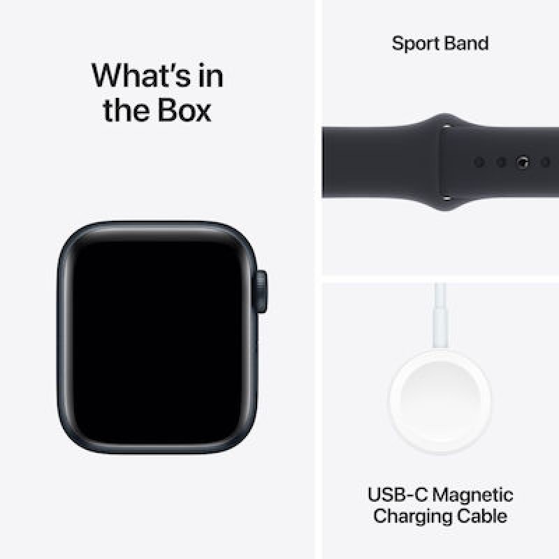 Apple Watch SE 2024 Aluminium 44mm Αδιάβροχο με Παλμογράφο (Midnight με Midnight Sport Band (S/M)) (null)