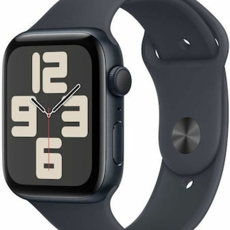 Apple Watch SE 2024 Aluminium 44mm Αδιάβροχο με Παλμογράφο (Midnight με Midnight Sport Band (M/L)) (null)
