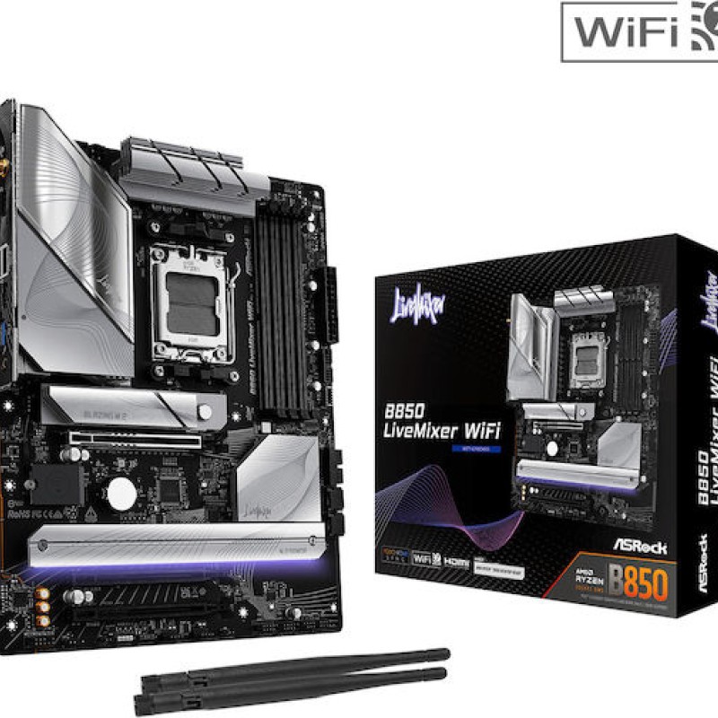 ASRock B850 LiveMixer WiFi Motherboard ATX με AMD AM5 Socket (90-MXBQU0-A0UAYZ)