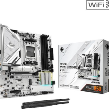 ASRock B850M Steel Legend WiFi Motherboard Micro ATX με AMD AM5 Socket (90-MXBS20-A0UAYZ)