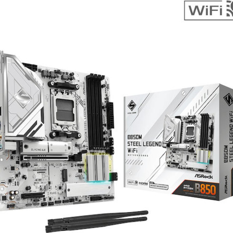 ASRock B850M Steel Legend WiFi Motherboard Micro ATX με AMD AM5 Socket (90-MXBS20-A0UAYZ)