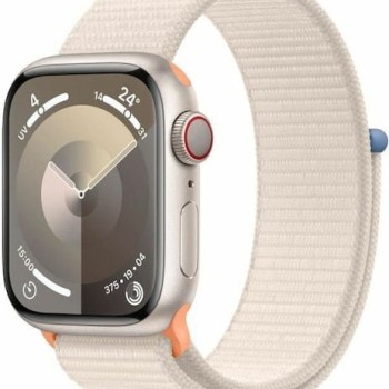 Apple Watch Series 9 Cellular Aluminium 41mm Αδιάβροχο με Παλμογράφο (Starlight με Starlight Sport Loop) (MRHQ3ET/A)