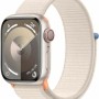 Apple Watch Series 9 Cellular Aluminium 41mm Αδιάβροχο με Παλμογράφο (Starlight με Starlight Sport Loop) (MRHQ3ET/A)