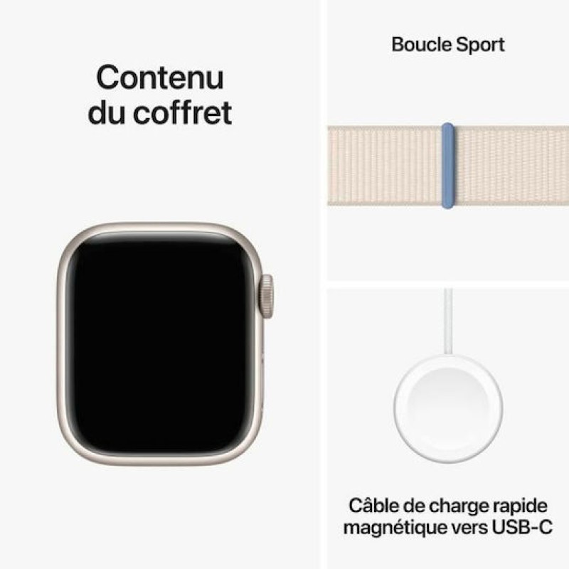 Apple Watch Series 9 Cellular Aluminium 41mm Αδιάβροχο με Παλμογράφο (Starlight με Starlight Sport Loop) (MRHQ3ET/A)
