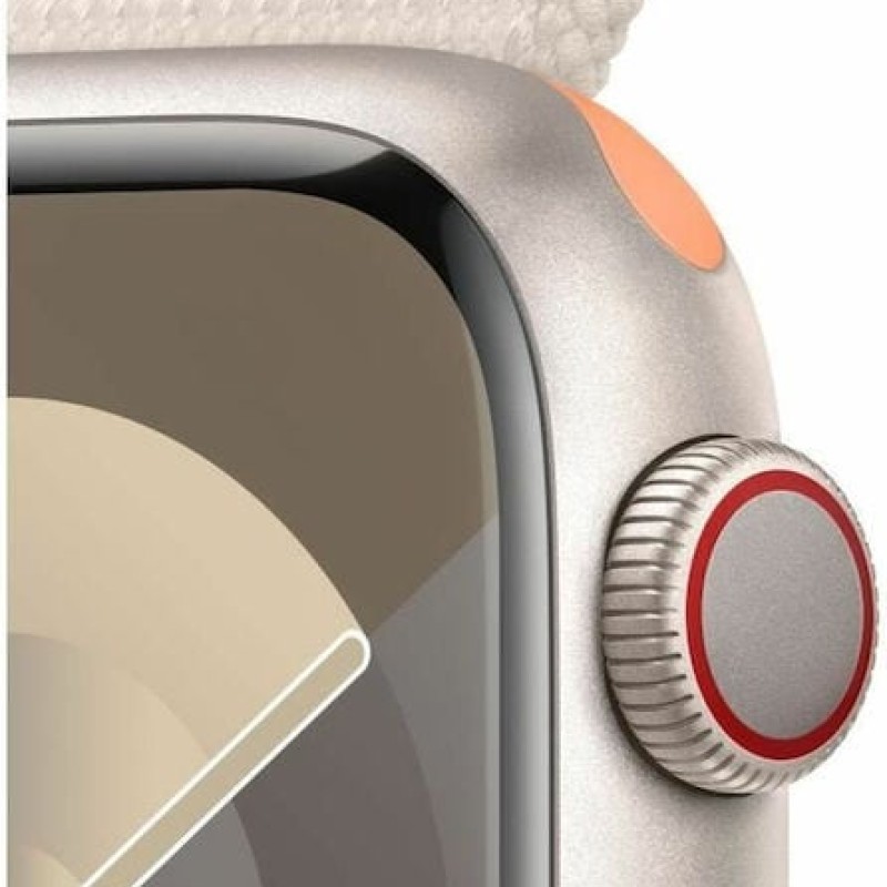 Apple Watch Series 9 Cellular Aluminium 41mm Αδιάβροχο με Παλμογράφο (Starlight με Starlight Sport Loop) (MRHQ3ET/A)